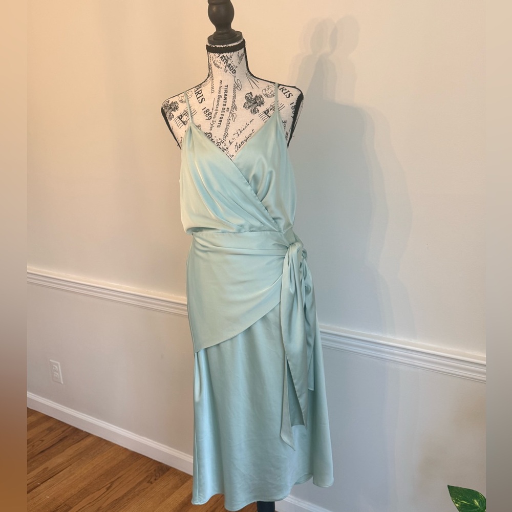 Express Elegant Mint Green Wrap Dress for spring or weddings